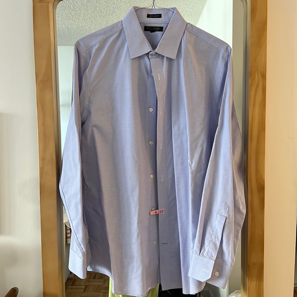 Banana Republic Purple Checked Grant Slim Fit Dress Shirt